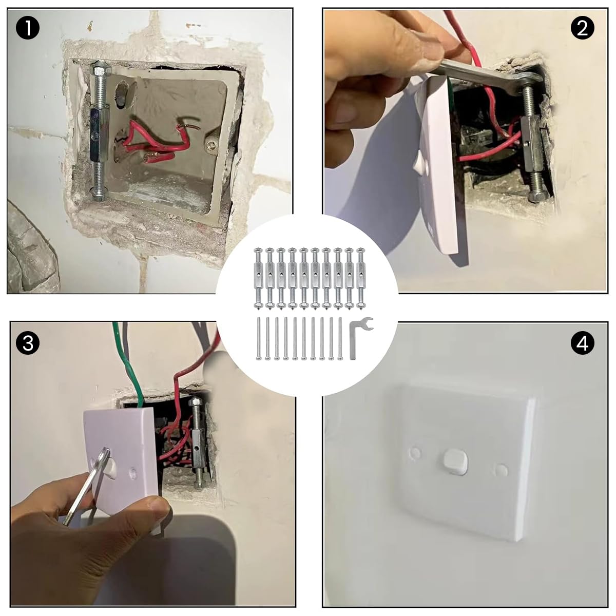 Serplex 86 Wire Box Repair Kit with 10 Switch Sockets & 10 Masonry Screws Electric Outlets Electrical Outlet Universal Socket Cassette Repair Device Steel Plug Socket Junction Box Serplex 86 Wire Box Repair Kit with 10 Switch Sockets & 10 Masonry Screws Electric Outlets Electrical Outlet Universal Socket Cassette Repair Device Steel Plug Socket Junction Box